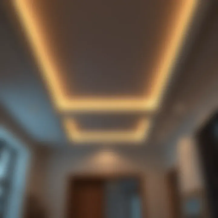 Modern plaster ceiling with ambient lighting