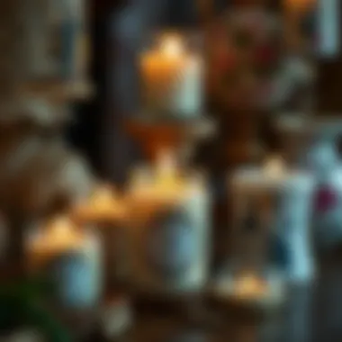 Scented Candle Creations An artistic display of handmade candles with unique scents and designs.