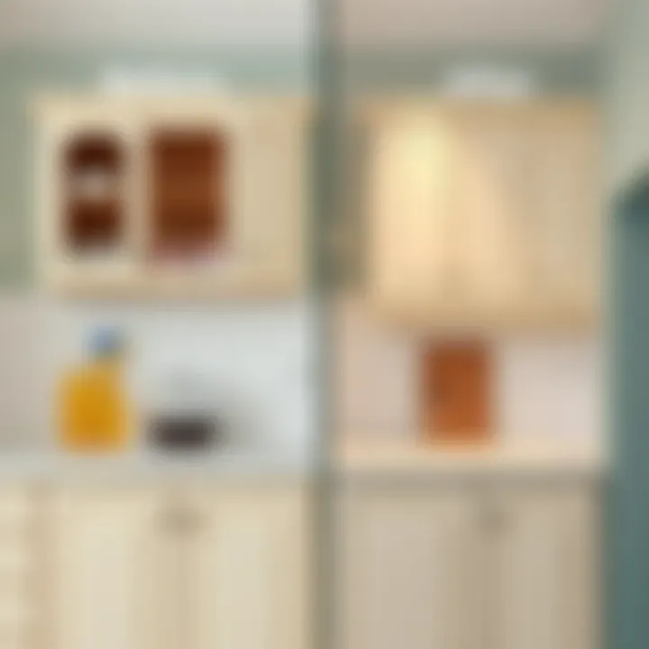 Transformation of Kitchen Cabinets Before and after comparison of kitchen cabinet cleanliness