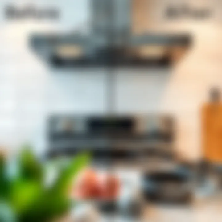 Before and After Cleaning an Oven Canopy Before and after cleaning an oven canopy