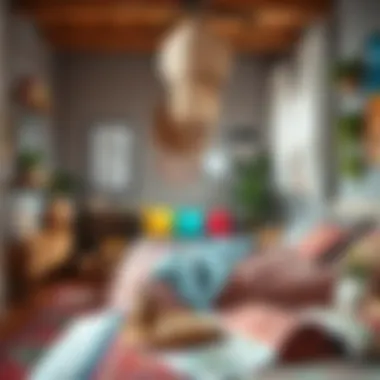 Colorful boho-inspired bedroom with unique accessories