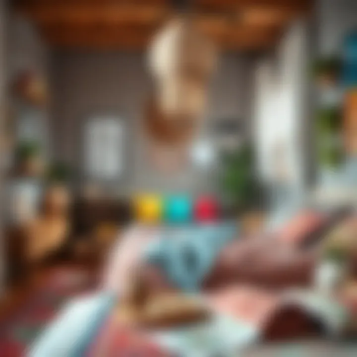 Colorful boho-inspired bedroom with unique accessories