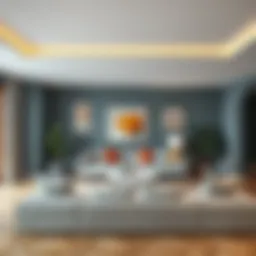 Beautiful living room with bordo walls and complementary colors