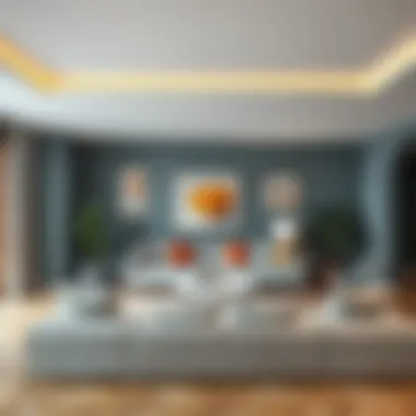 Beautiful living room with bordo walls and complementary colors