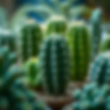 An arrangement of cacti with various fertilization methods applied