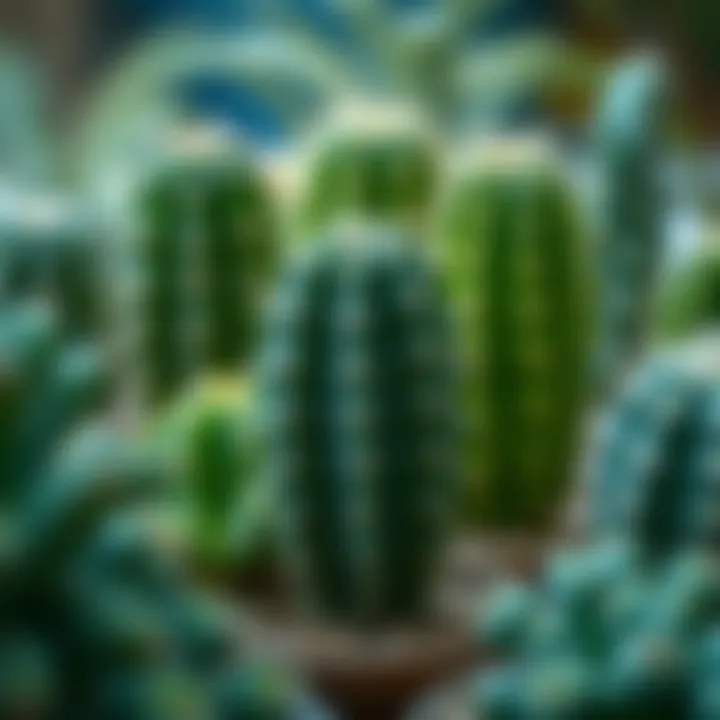 An arrangement of cacti with various fertilization methods applied