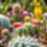 A vibrant cactus garden showcasing various species thriving under optimal conditions