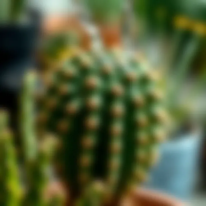 Close-up of a cactus receiving proper watering techniques