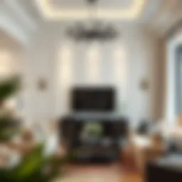 Elegant decorative molding enhancing living room aesthetics