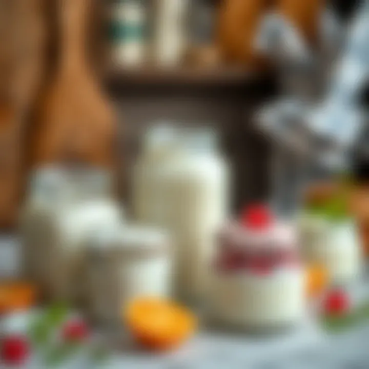 Varieties of yogurt in jars