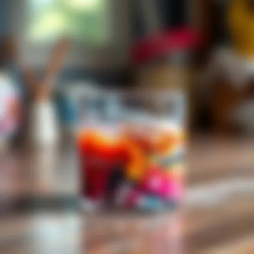 Colorfully mixed epoxy resin in a clear container