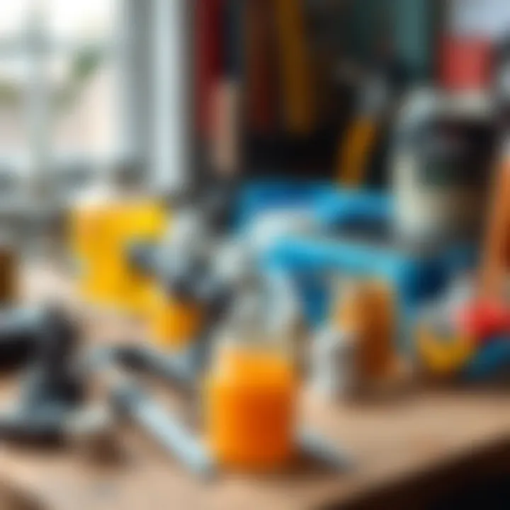 Prepared Tools and Materials for Epoxy Work Tools and materials ready for an epoxy resin project