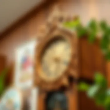 Intricate Wooden Clock Design Elegant wooden clock showcasing intricate craftsmanship