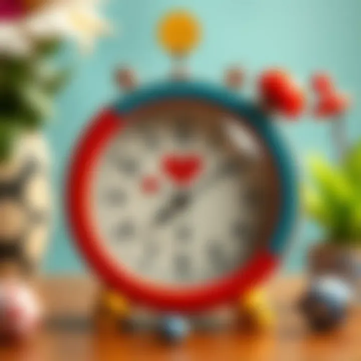 Playful Whimsical Clock Whimsical clock decorated with playful colors and unique shapes