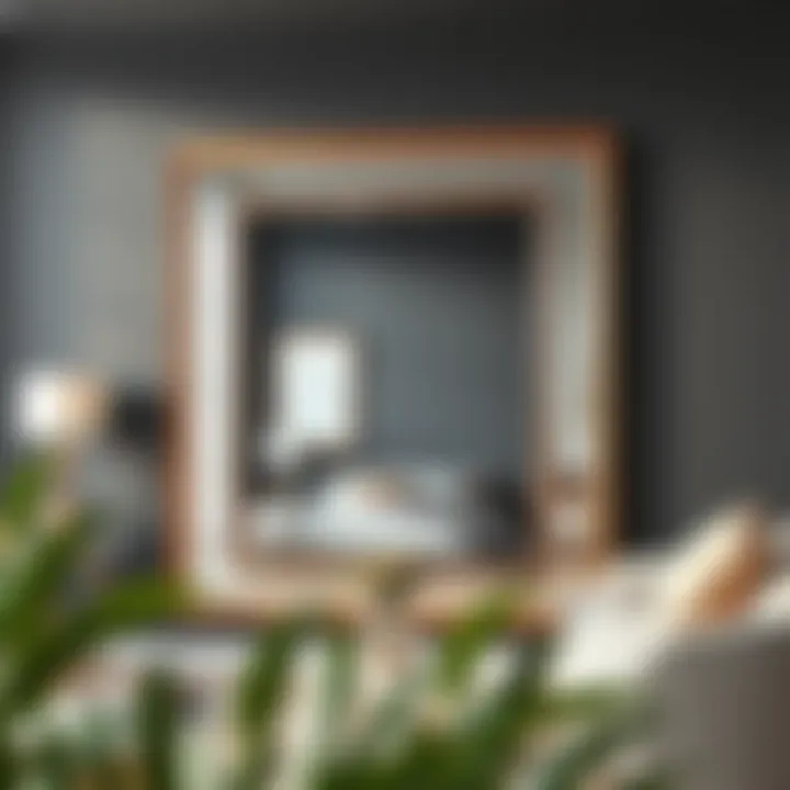 Stylish finished mirror frame displayed in a living room