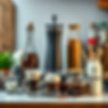 Cold Coffee Station A beautifully arranged cold coffee station with syrups, milk, and toppings ready for customization