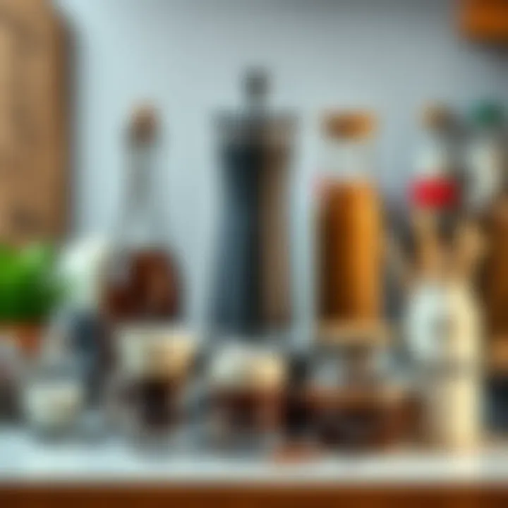 Cold Coffee Station A beautifully arranged cold coffee station with syrups, milk, and toppings ready for customization