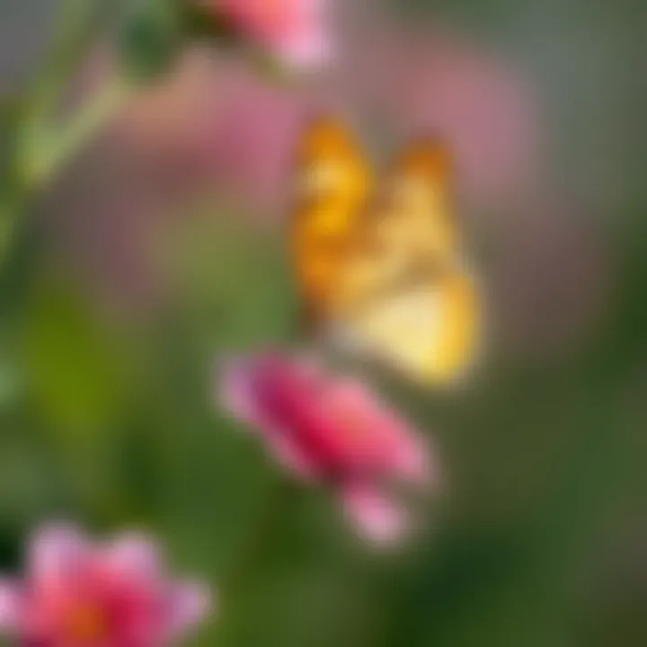 Close-up of a butterfly delicately resting on a flower