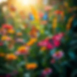 Colorful butterflies fluttering around a vibrant garden