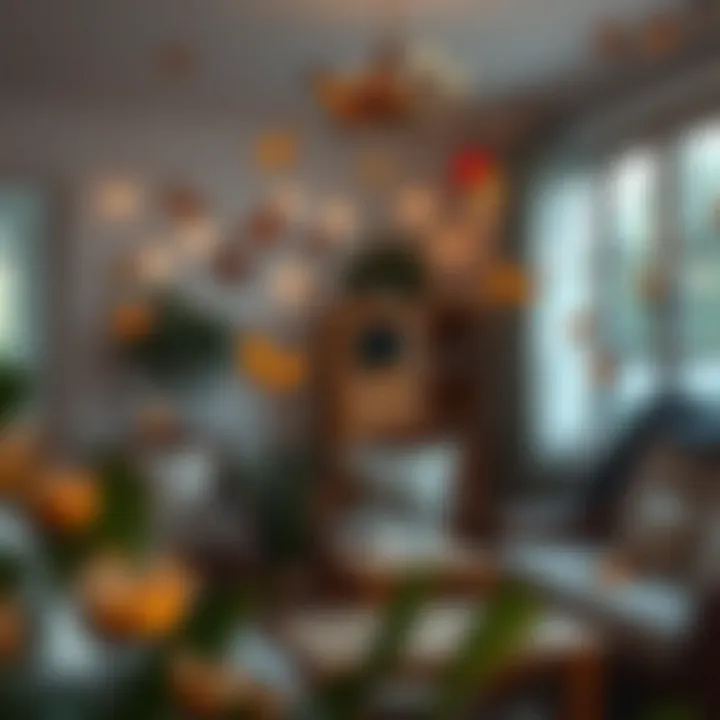 A serene indoor space with butterflies accentuating the decor