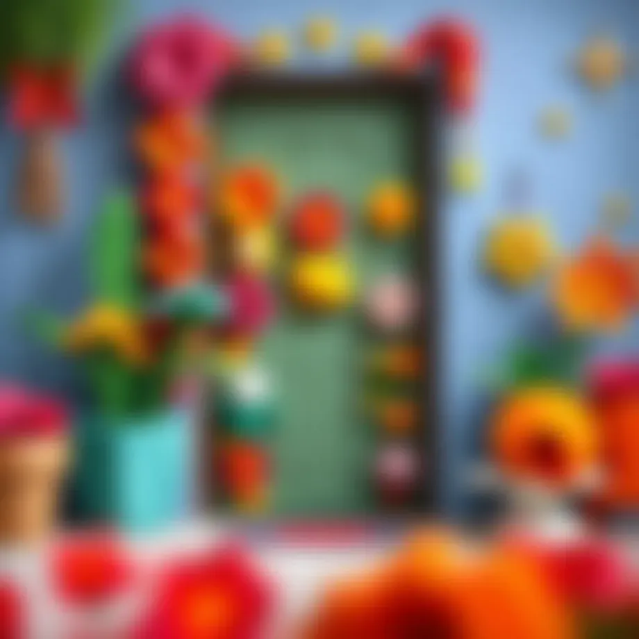 Colorful felt door decoration showcasing various designs