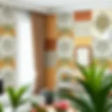 A beautifully decorated wall showcasing various wallpaper designs