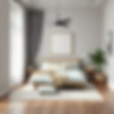 A cozy bedroom adorned in soft gray tones, creating a calming atmosphere for relaxation.