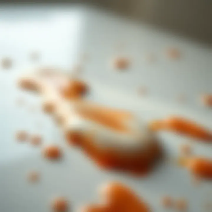 A close-up of a surface stained with hot silicone