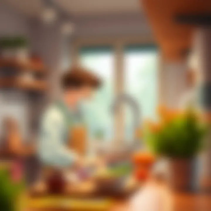 A person practicing proper hygiene in the kitchen