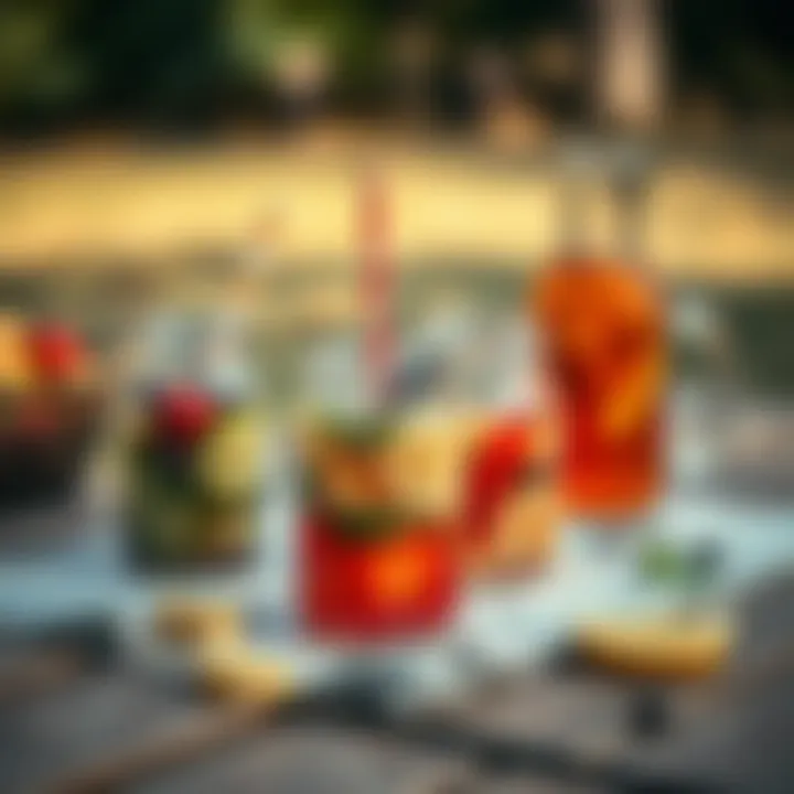 Healthy beverages in jars on a picnic table