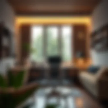 Modern home office with coffee tone accents