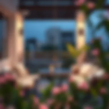 Modern Outdoor Elegance Stylish hanging balcony table in a modern outdoor setting