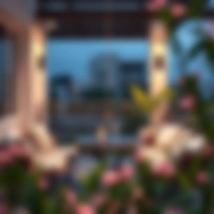 Modern Outdoor Elegance Stylish hanging balcony table in a modern outdoor setting