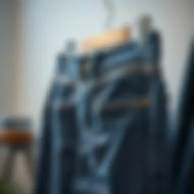 A well-pressed pair of jeans hanging on a hanger