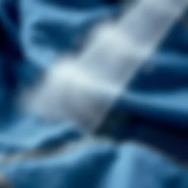 A close-up of a denim fabric with steam