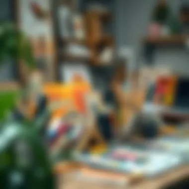 A creative workspace with art supplies