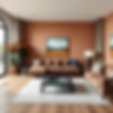 Stylish large living room showcasing color palettes