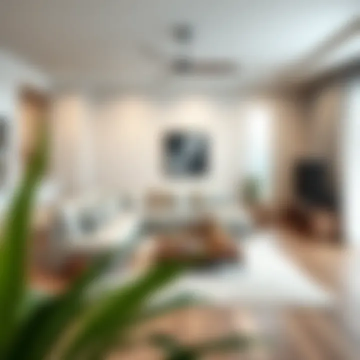 Functional furniture arrangement in a spacious living room