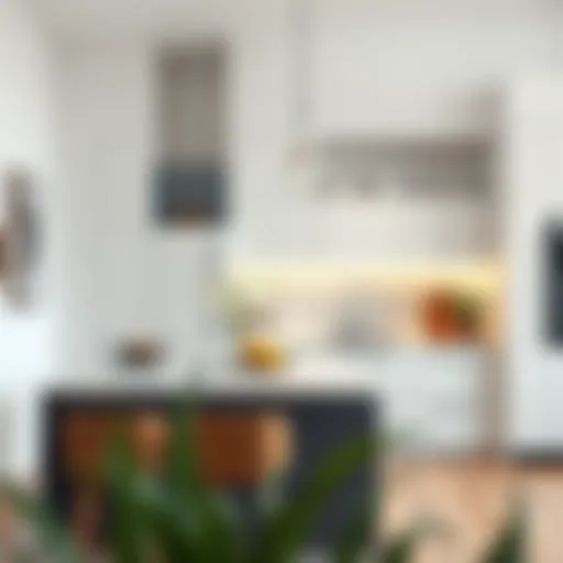 A modern kitchen showcasing sleek lines and elegant decor.