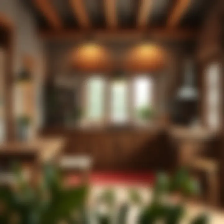 Rustic kitchen interior with wooden elements and warm colors.