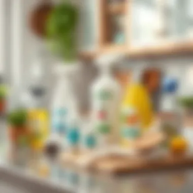 Eco-Friendly Cleaning Solutions Various natural cleaning products displayed on a kitchen countertop