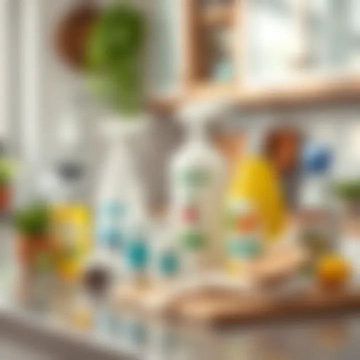 Eco-Friendly Cleaning Solutions Various natural cleaning products displayed on a kitchen countertop