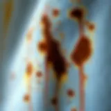 A close-up of rust stains on fabric revealing the issue clearly