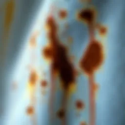 A close-up of rust stains on fabric revealing the issue clearly
