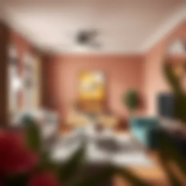 A room decorated with a harmonious color scheme highlighting modern trends.