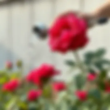 Watering newly planted roses