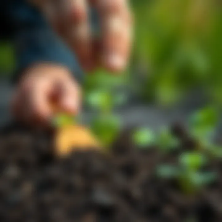 Close-up of soil being prepared for optimal plant growth.