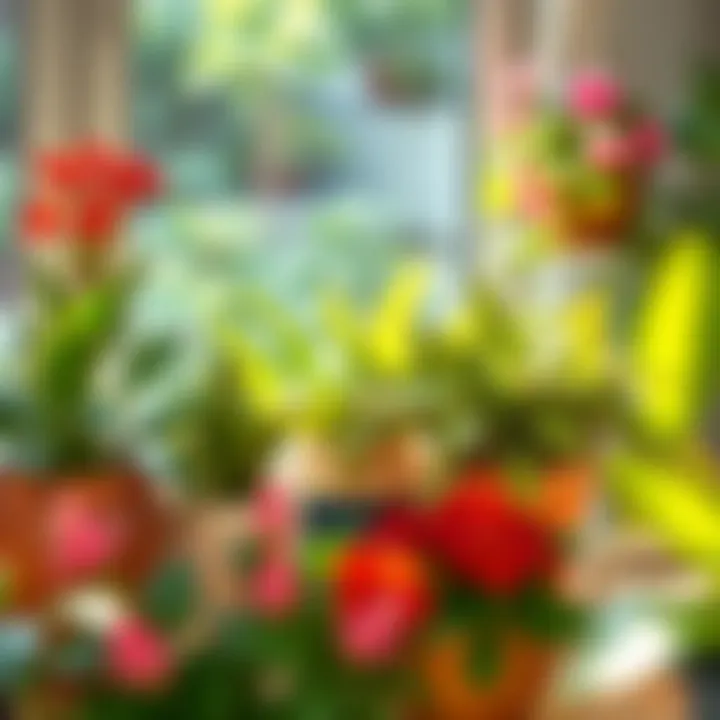 Vibrant indoor plants in stylish pots creating a lively atmosphere.