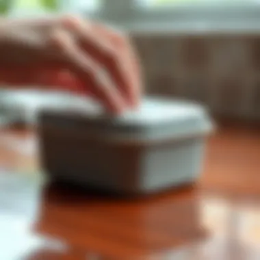 Close-up of a silicone case being cleaned