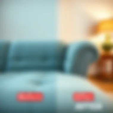 Sofa Cleaning Before and After Before and after cleaning comparison of a sofa